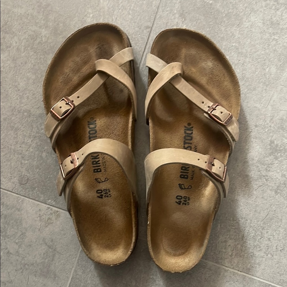Birkenstock Tan Sandals with Contoured Footbed